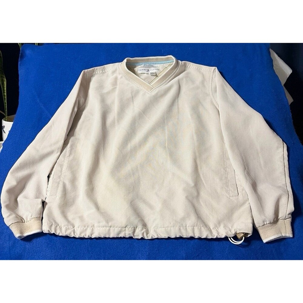 Vintage Tommy Hilfiger Golf Women’s Small Cream V-Neck Pullover Windbreaker